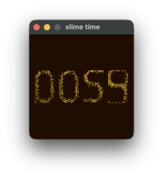 slime mold sim spelling out the time 0054