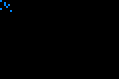 a rendering of a few cells from a simulation of conway's game of life